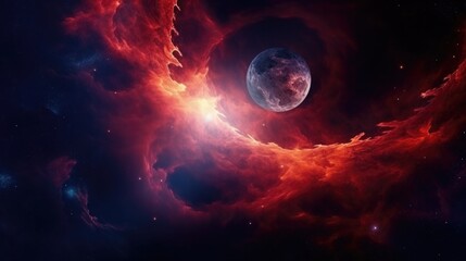 Obraz na płótnie Canvas Giant planet in space, Colorful space galaxy cloud nebula.