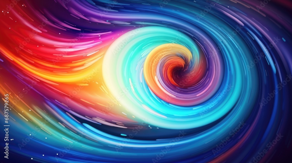 Poster multicolor spectrum of tunnel background, neon light and colorful glowing lines moving speed through