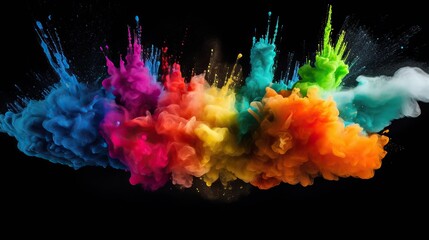Colorful Rainbow, abstract colorful powder , Freeze motion exploding color powder., Paint Colors Colorful Powder Blast - obrazy, fototapety, plakaty