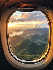 Window view from plane window  - obrazy, fototapety, plakaty