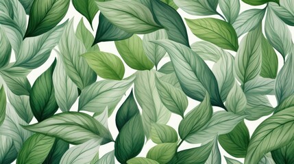 A green leaves forms a natural pattern doodle background of botanical texture.
