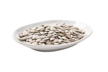 Delicious Sunflower Seeds Serve on Plate, Transparent Background