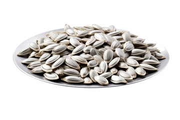 Delicious Sunflower Seeds Serve on Plate, Transparent Background
