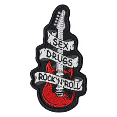 Embroidered patch Sex Drugs Rock N Roll, Guitar. Punk, Heavy Metal, Hard Rock. Accessory for...