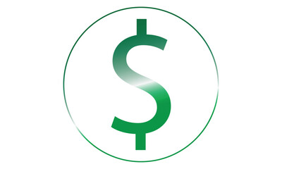 Doller or USD 3D symbol into rounded shape, green gradient shape Doller icon