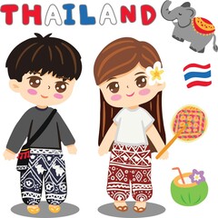 Thailand children dress Thai culture in Southeast Asia element