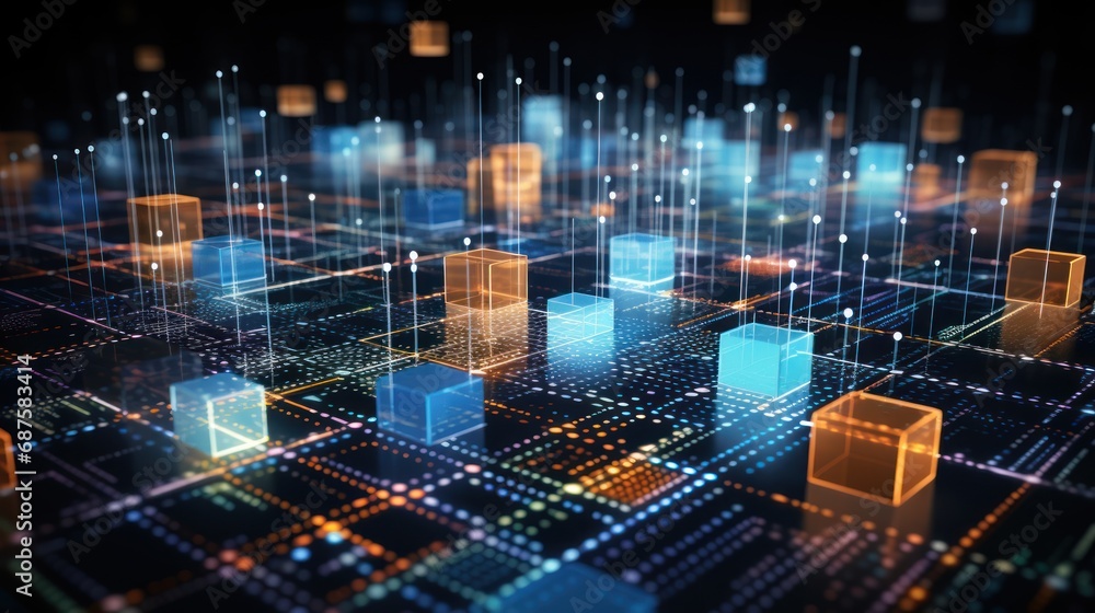 Poster representation of data analytics,charts, graphs and data driven insights emerging from a sea of info