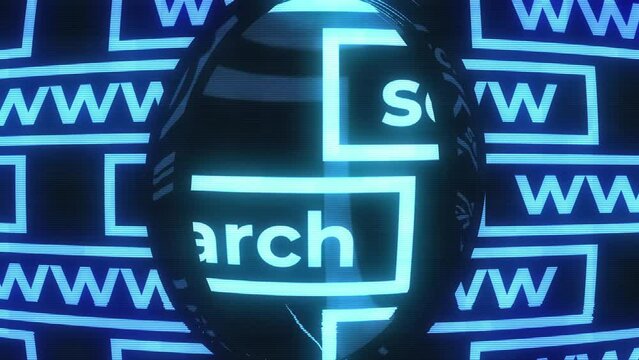 Internet search with interface and magnifying glass