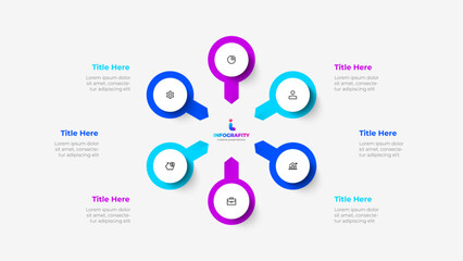 Cycle diagram with 6 options or steps. Slide for business presentation