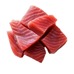 Sliced Fresh Tuna. Fresh tuna fish slices isolated on white background.