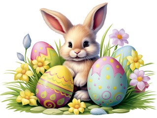 easter bunny and eggs - 687587866