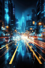 Fototapeta na wymiar Abstract background of modern futuristic technological street of night city