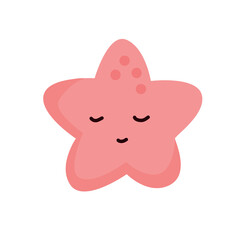 Cute kawaii star character. Vector illustration in flat style
