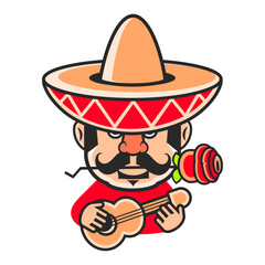 Cinco de Mayo vector set sombreros, pinatas, a guitar, cactus flowers