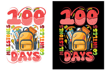 100 days of school kids tshirt design