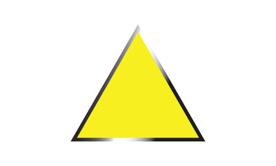  yellow triangle isolated on white and black gradient on white background