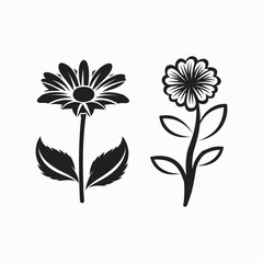 A set of flowers, silhouette vector illustration