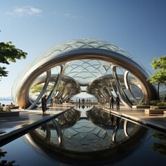 Surreal illustration on the theme of a fantastic city of the future