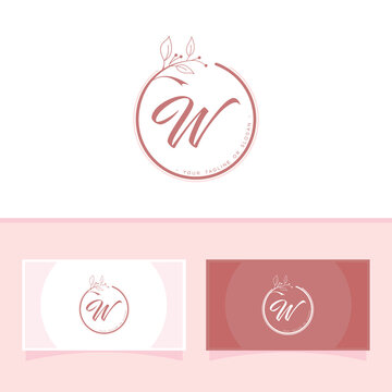 Hand drawn vector template letter W