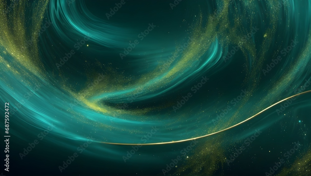 Sticker Abstract green background. golden satin background teal luxury background. golden silk background