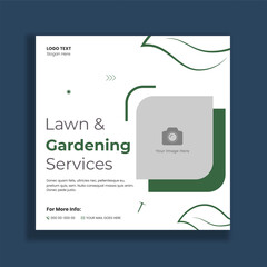 Lawn and gardening service social media banner template