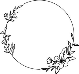 Hand drawn botanical circle frame
