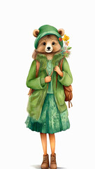 Anthropomorphic animal portrait in vintage style.