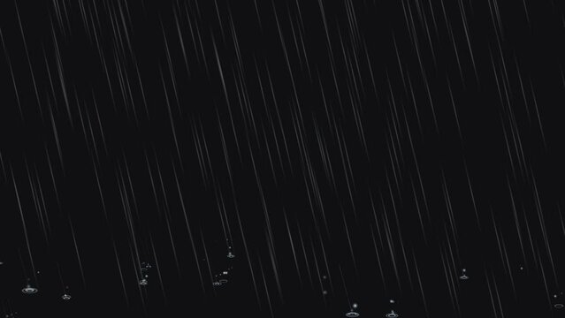 Falling Rain - Transparent Loop - Artistic realistic cartoon animation with alpha channel on transparent background