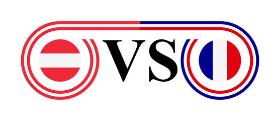concept between austria vs france. vector illustration isolated on white background