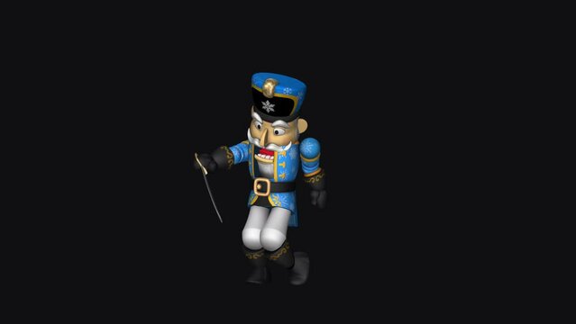Nutcracker Dancer - Twist Loop - Artistic 3D animation isolated with alpha channel on transparent background