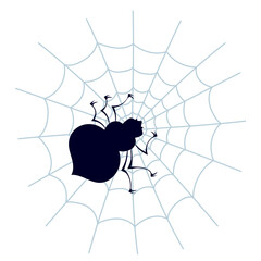 Spider on web spiderweb cobweb concept. Vector flat graphic design illustration