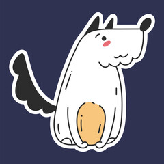 Dog pet puppy cute sticker character doodle line style concept. Vector flat graphic design illustration