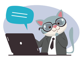 Business office manager animal working desk employee concept. Vector flat graphic design illustration