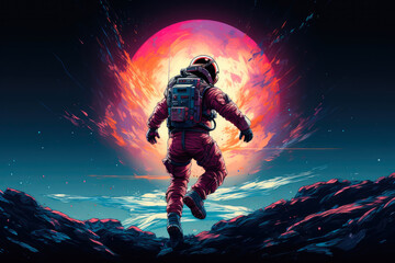 Fototapeta premium Retro Astronaut Back Shot