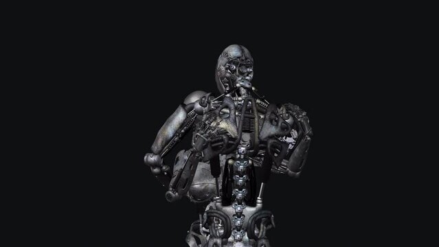 Romantic Cyborgs - Embracing Couple - Love Hug - CU - Spinning Loop - Realistic 3D animation isolated on transparent background with alpha channel
