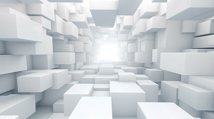white and grey abstract rectangles perspective background. wallpaper, banner. generative AI