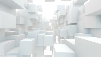 white and grey abstract rectangles perspective background. wallpaper, banner. generative AI - obrazy, fototapety, plakaty