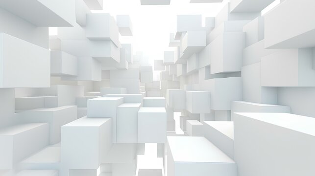 white and grey abstract rectangles perspective background. wallpaper, banner. generative AI