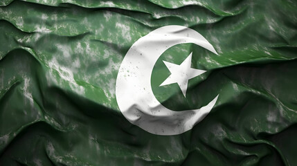waving colorful national flag of pakistan on a gray background with text independence day,Generative Ai - obrazy, fototapety, plakaty