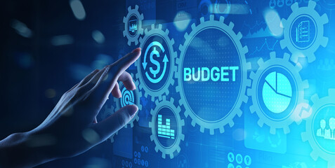 Budget accounting financial technology concept on virtual screen.