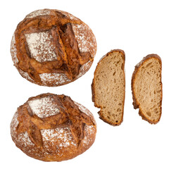 Freshly baked bread isolated on white background.