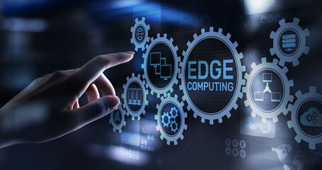Edge computing modern IT technology on virtual screen concept.