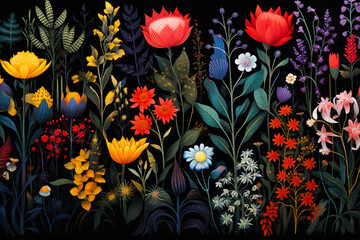 Flower Power: Mesmerizing Black & Colorful Botanical Abstracts