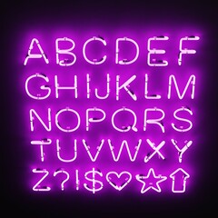 Realistic 3D Render of Neon Alphabet