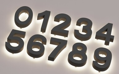Realistic 3D Render of Light Numbers