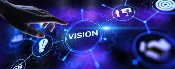 Vision, Business intelligence and strategy concept on virtual screen.