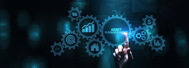 Asset management Financial Property Digital software assets SAM DAM. - obrazy, fototapety, plakaty
