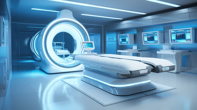 CT - Computerized Tomography Scan Device in Hospital. Medical Equipment and Health Care.
