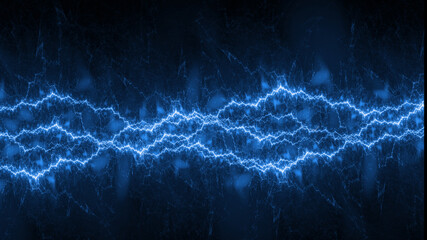 Blue fractal lightning background, electrical abstract - 687600244