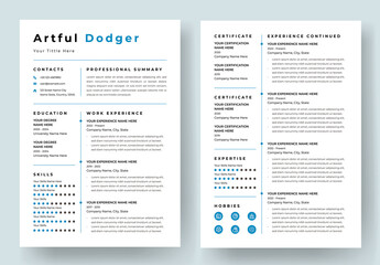 Creative  Resume Layout with Blue Accents